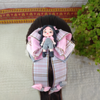 Maxi Lazo con Muñeca Cerámica - Gris Azulado y Rosa Pastel