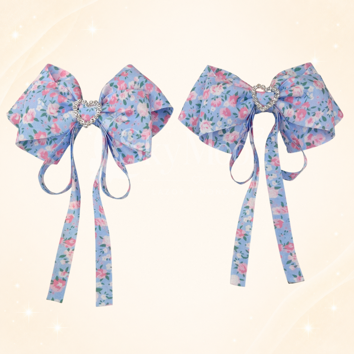 Lazo Coquette Azul Pastel Floreado