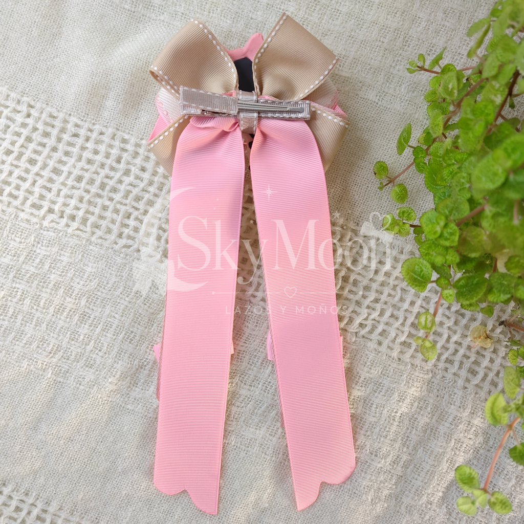 Maxi Lazo con Muñeca Cerámica - Gris y Rosado
