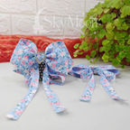 Lazo Coquette Azul Pastel Floreado