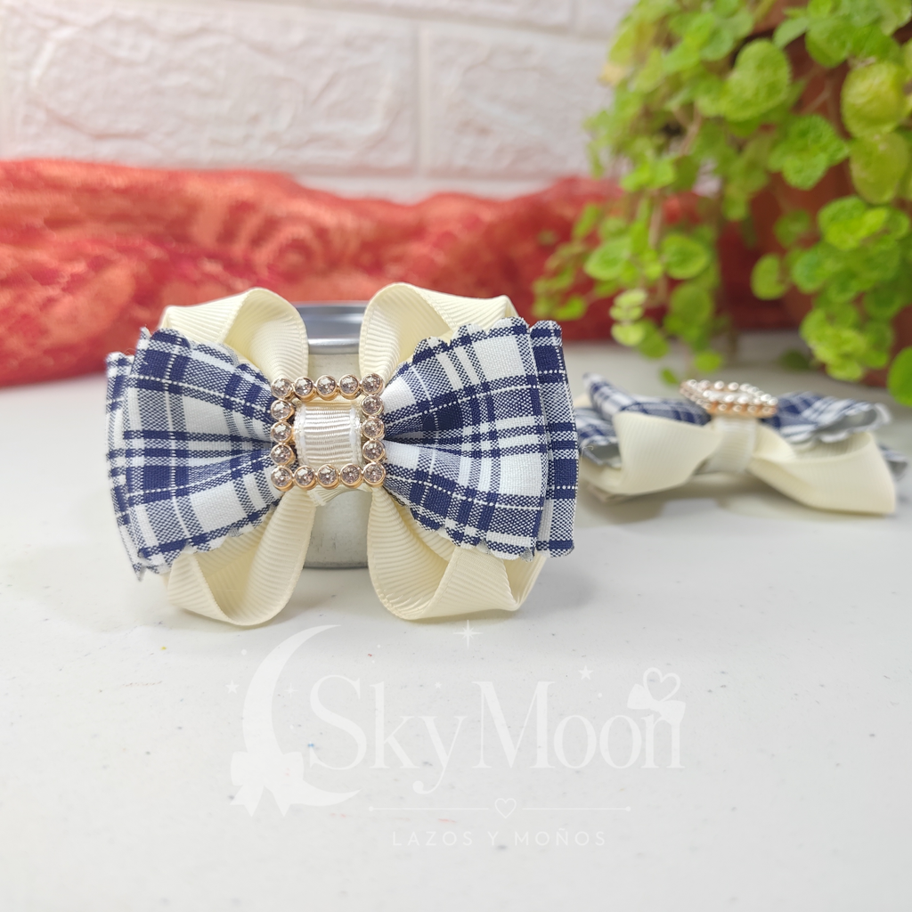 Moño Romi - Azul Vintage