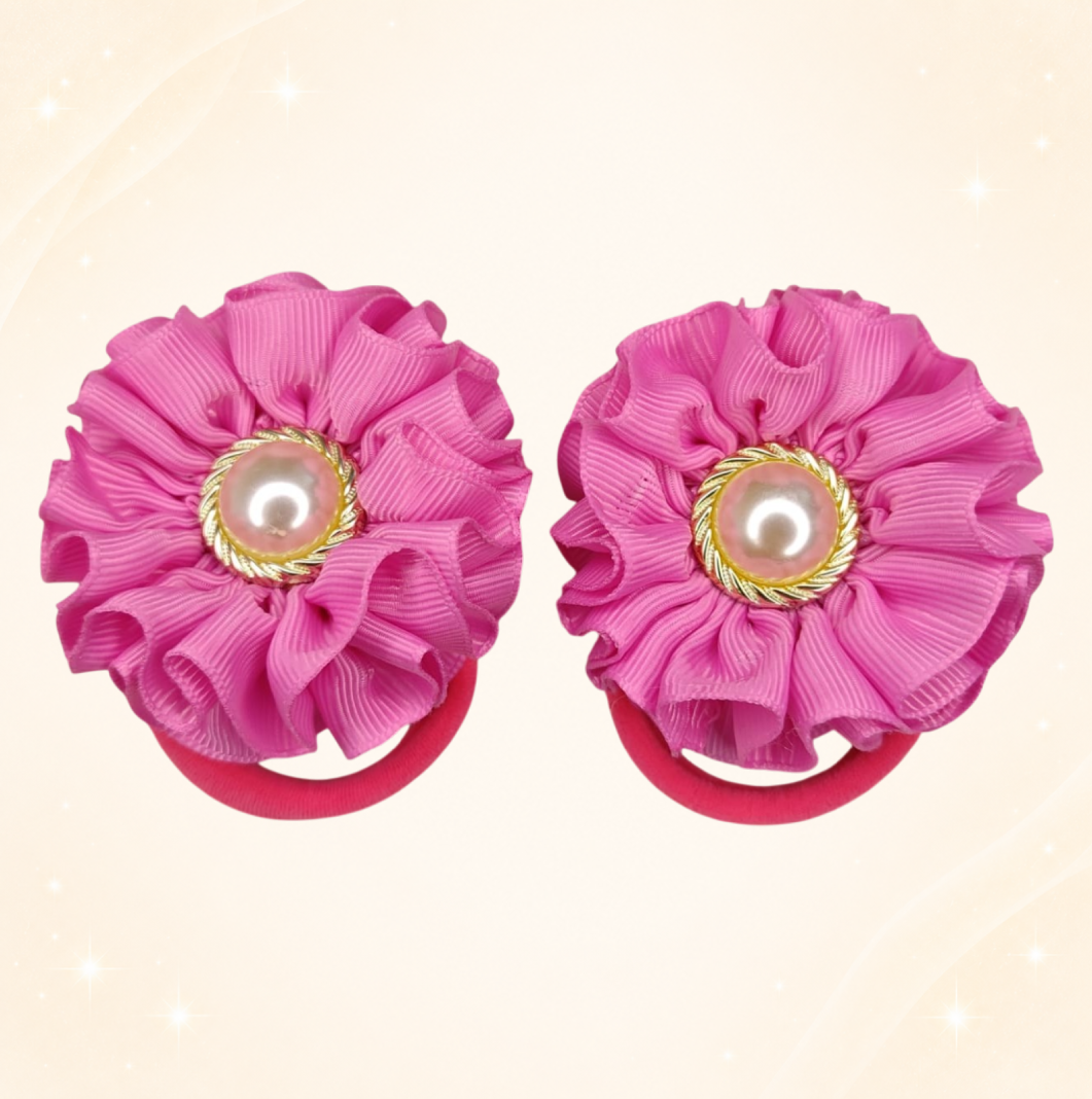 Moño Carmín Rosado y Perla