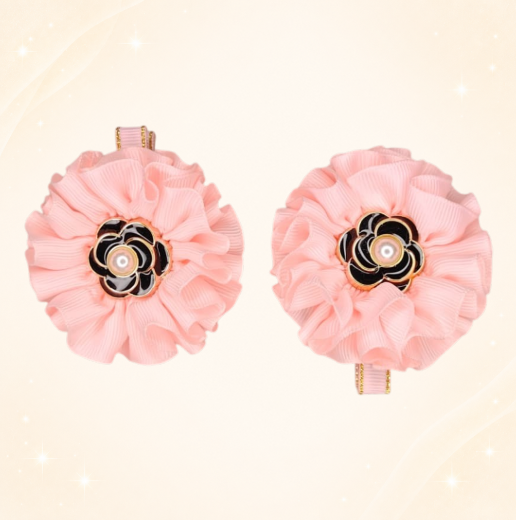 Moño Pétalo Rosa y Negro